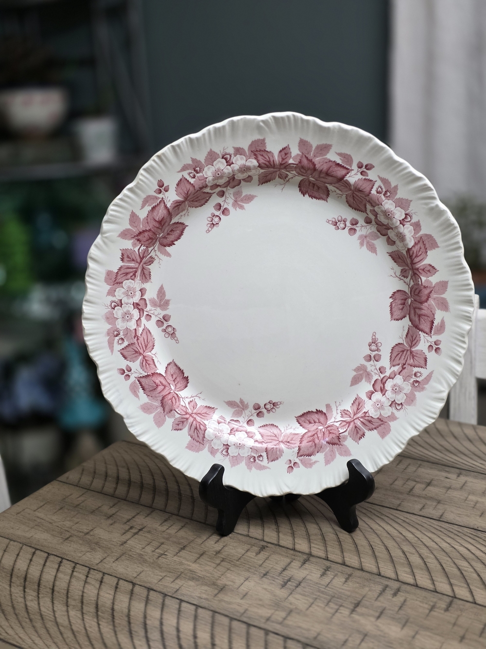 Wedgwood Pink Floral Scalloped Edge Dinner Plate